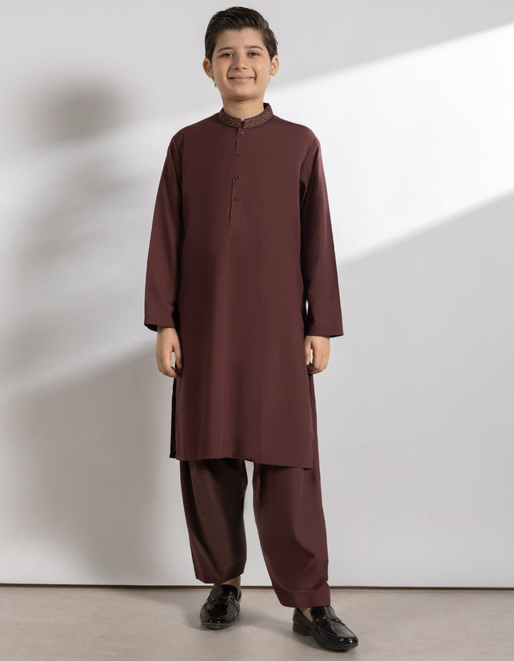 Blended Plum Shalwar Kameez - J. Junaid Jamshed