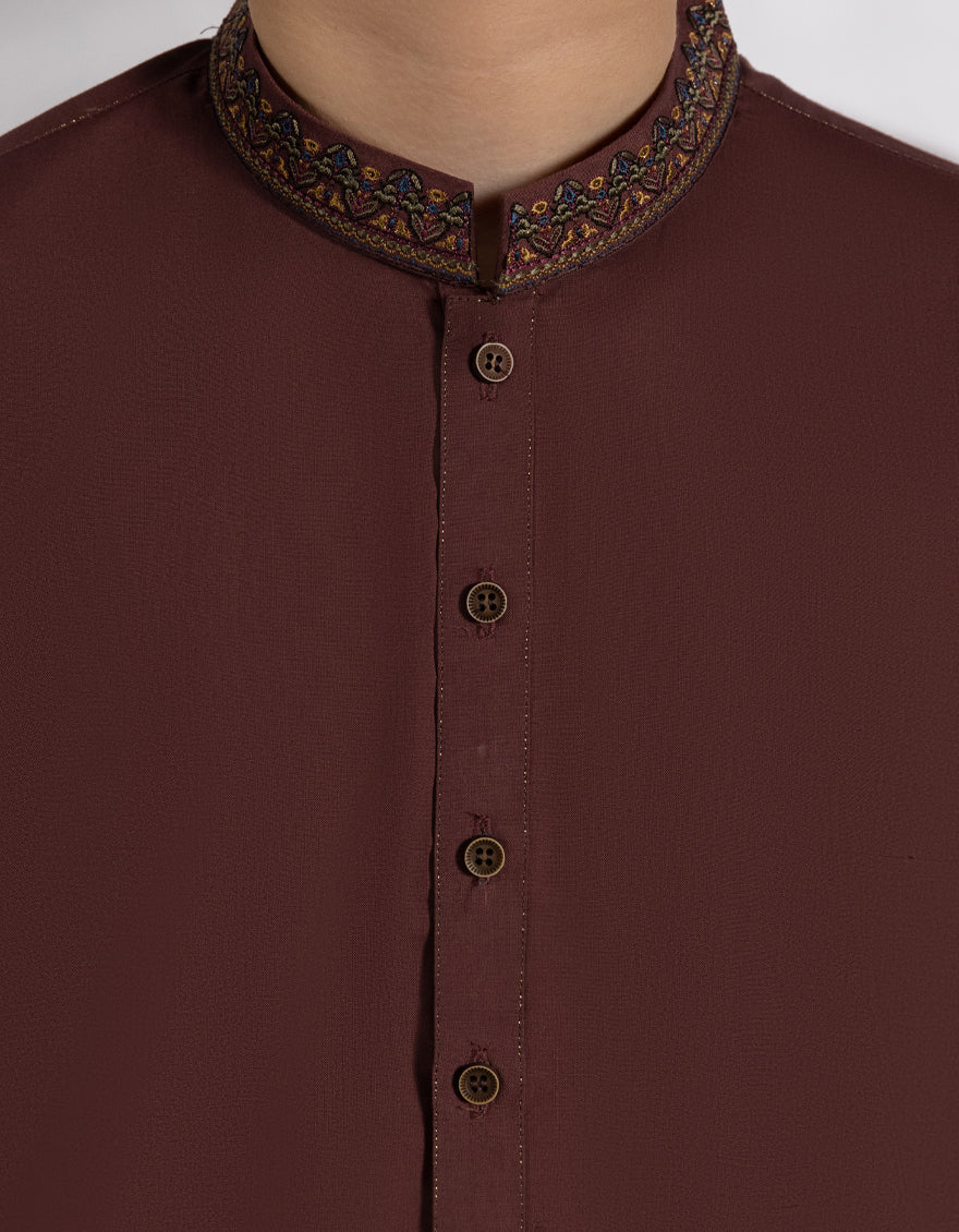 Blended Plum Shalwar Kameez - J. Junaid Jamshed