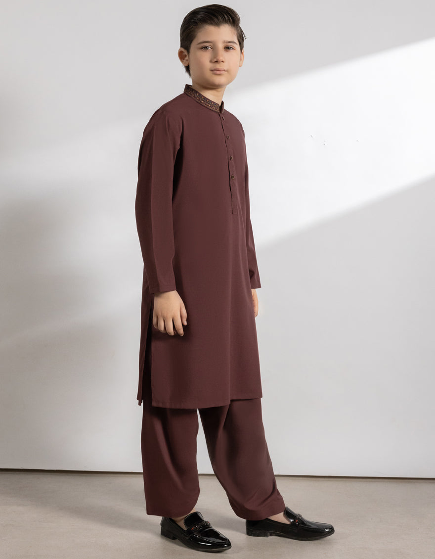 Blended Plum Shalwar Kameez - J. Junaid Jamshed