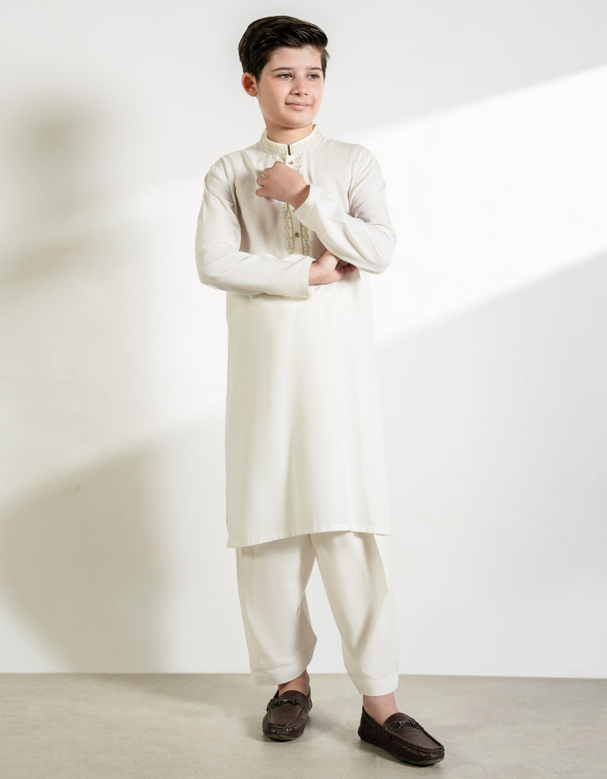 Blended Off White Shalwar Kameez - J. Junaid Jamshed