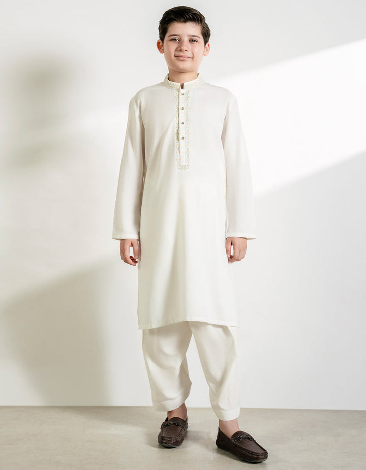 Blended Off White Shalwar Kameez - J. Junaid Jamshed