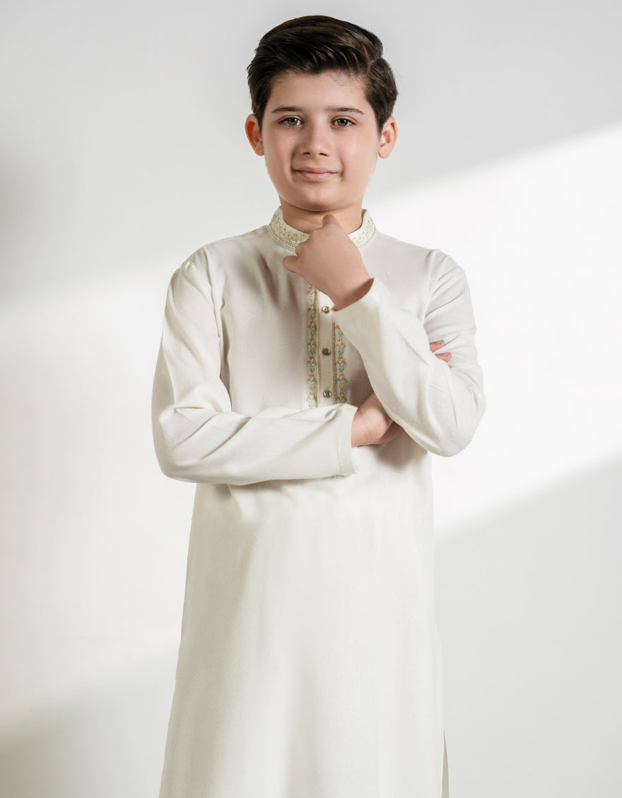 Blended Off White Shalwar Kameez - J. Junaid Jamshed