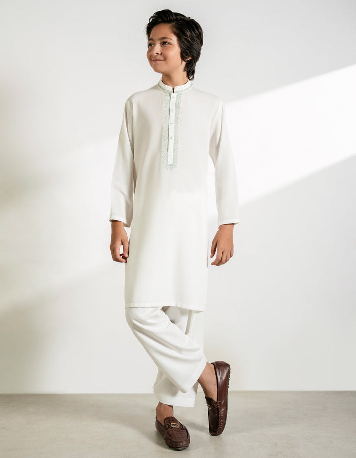 Blended Off White Shalwar Kameez - J. Junaid Jamshed