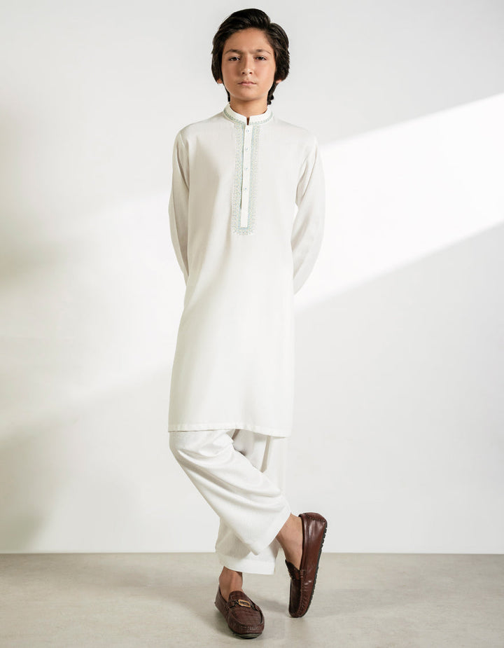 Blended Off White Shalwar Kameez - J. Junaid Jamshed