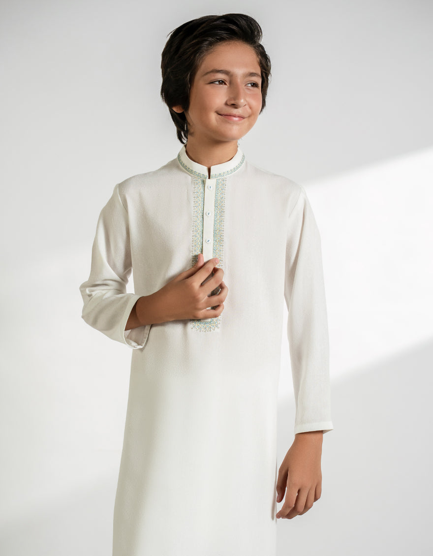 Blended Off White Shalwar Kameez - J. Junaid Jamshed