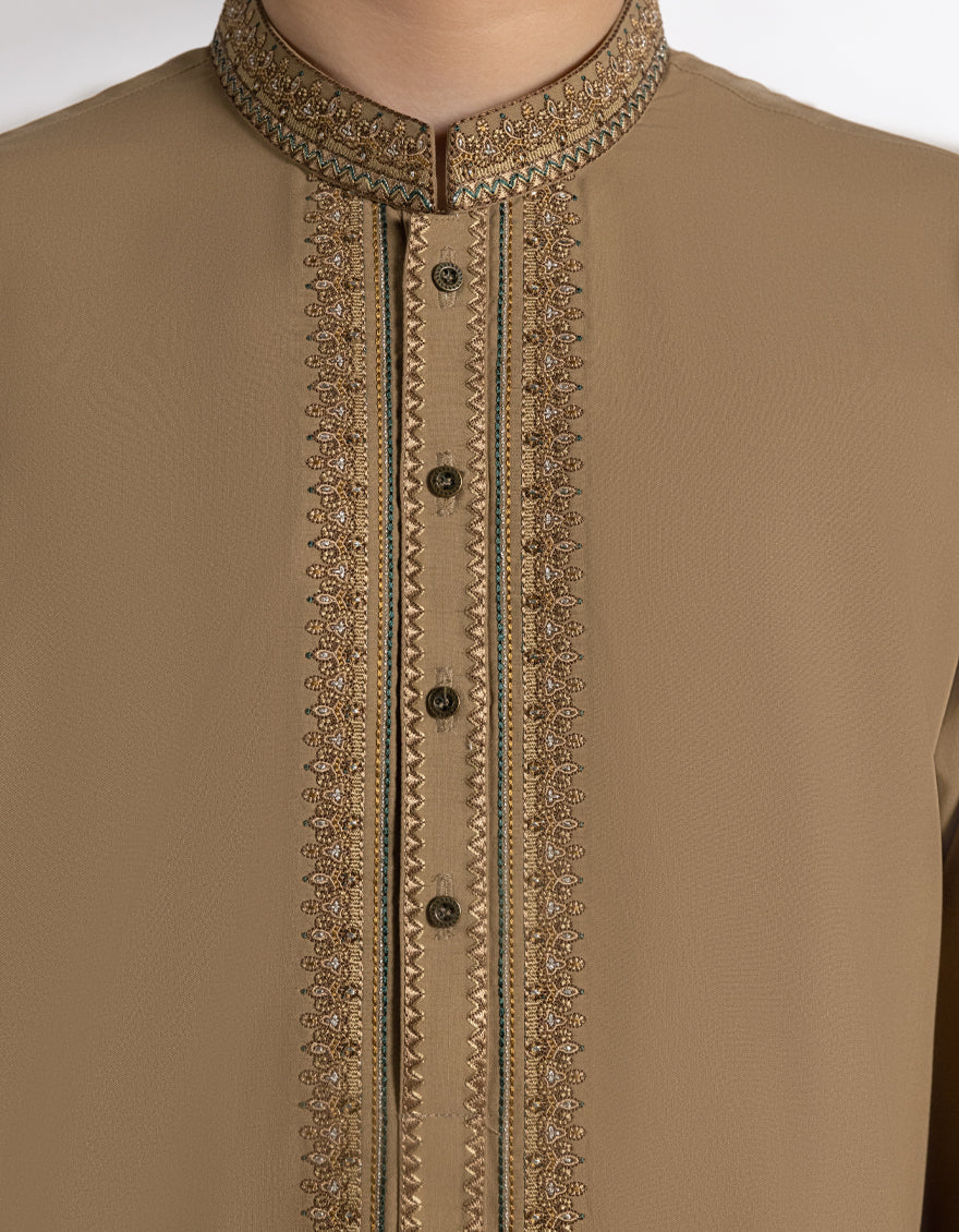 Blended Light Brown Kurta Trouser - J. Junaid Jamshed