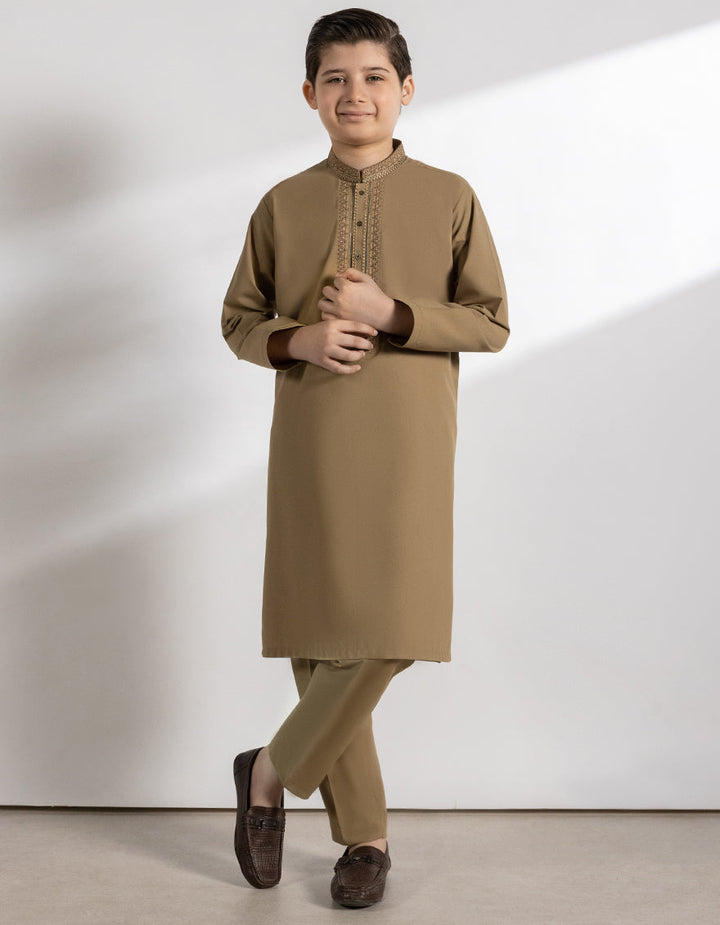 Blended Light Brown Kurta Trouser - J. Junaid Jamshed