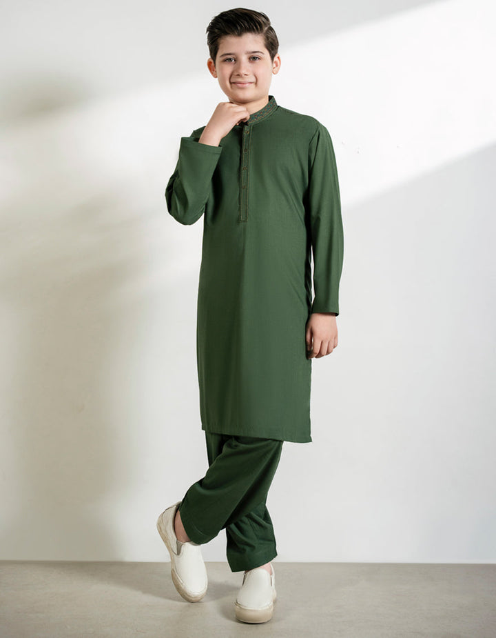 Blended Green Shalwar Kameez - J. Junaid Jamshed