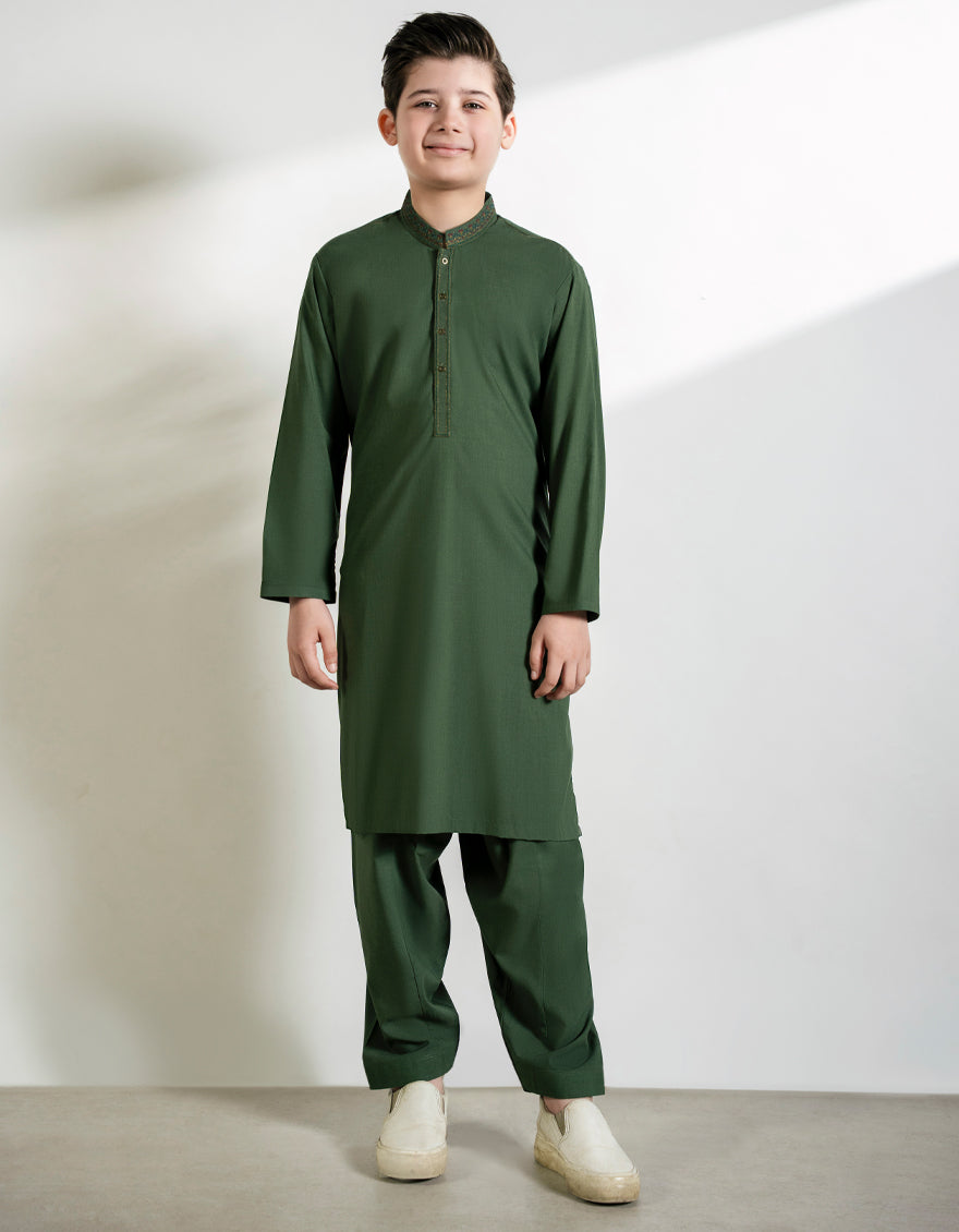 Blended Green Shalwar Kameez - J. Junaid Jamshed