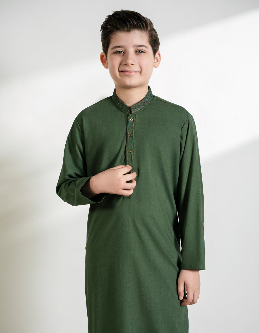 Blended Green Shalwar Kameez - J. Junaid Jamshed