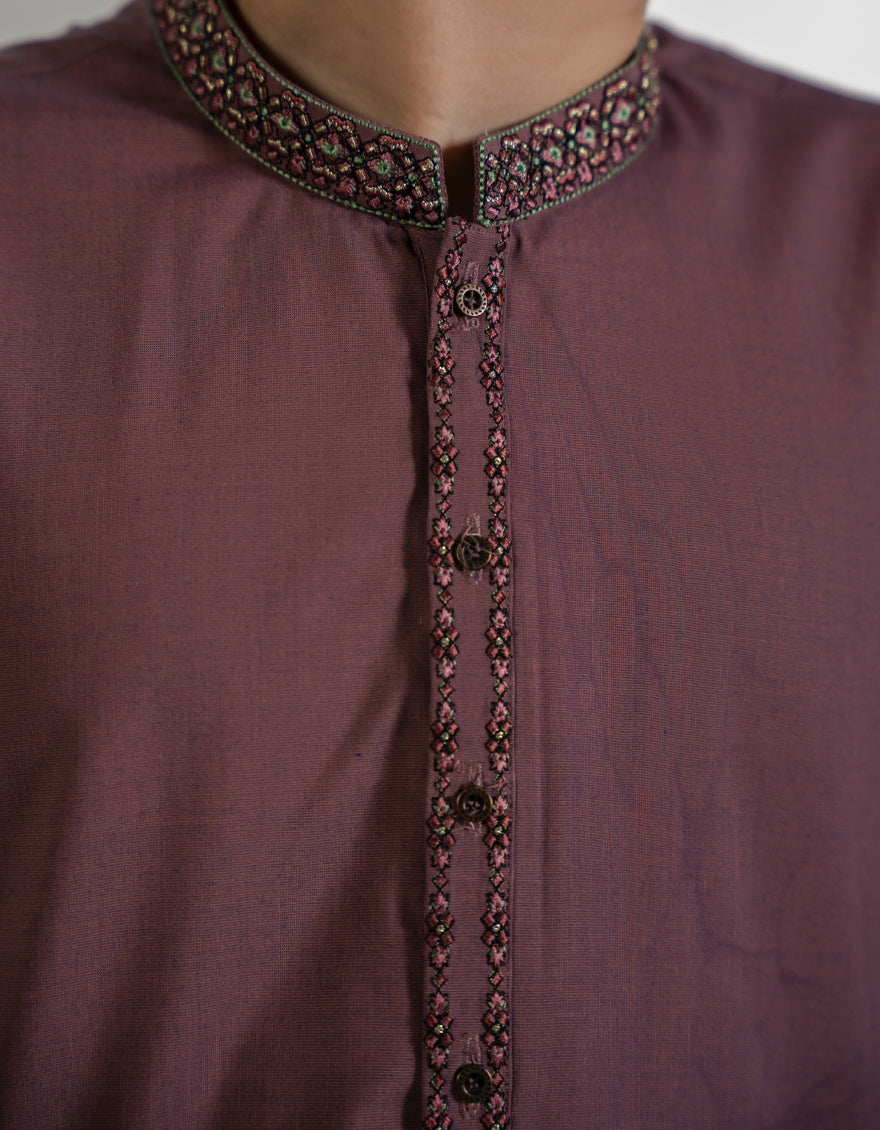 Blended Plum Shalwar Kameez - J. Junaid Jamshed