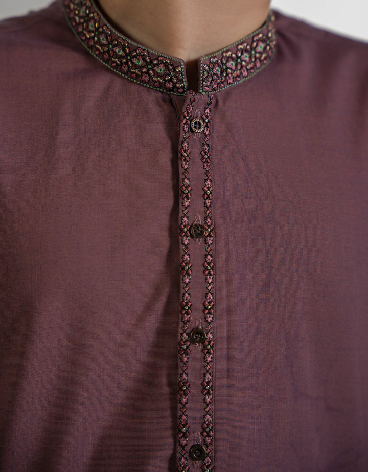 Blended Plum Shalwar Kameez - J. Junaid Jamshed