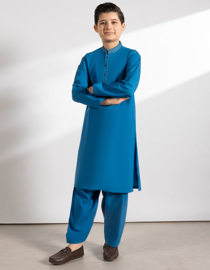Blended Blue Shalwar Kameez - J. Junaid Jamshed