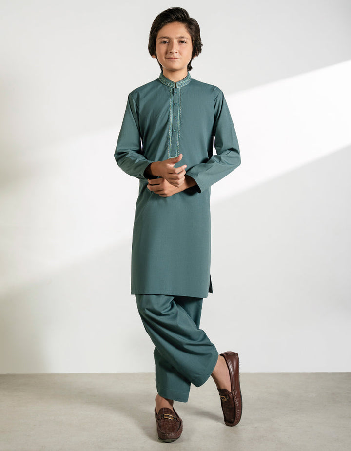 Blended Green Shalwar Kameez - J. Junaid Jamshed