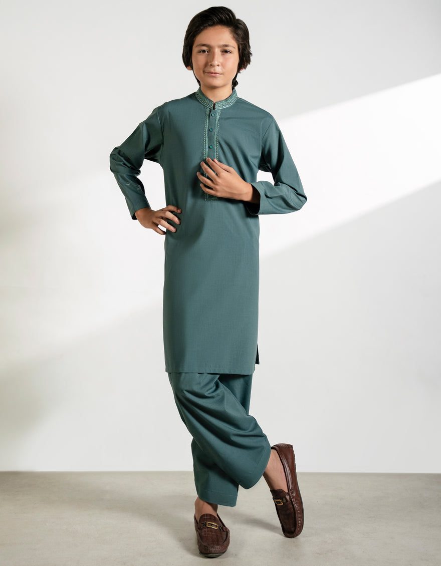 Blended Green Shalwar Kameez - J. Junaid Jamshed