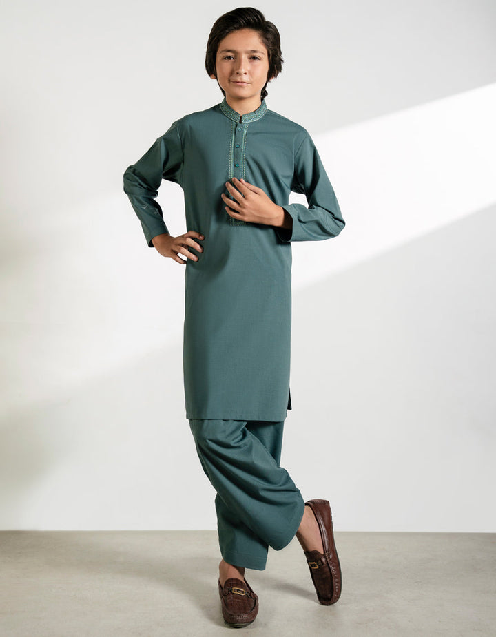 Blended Green Shalwar Kameez - J. Junaid Jamshed