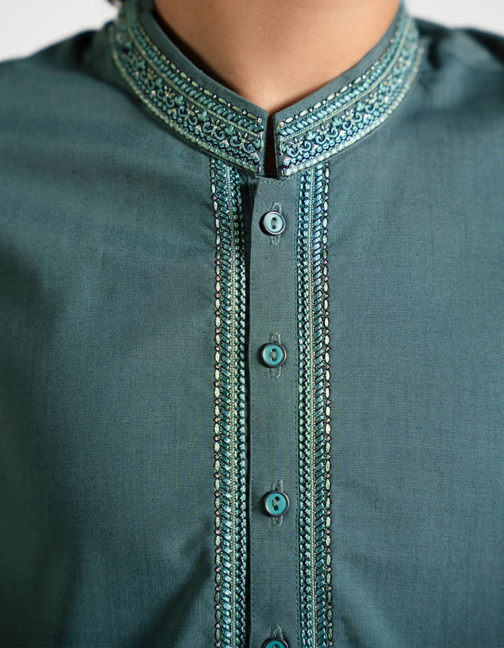 Blended Green Shalwar Kameez - J. Junaid Jamshed