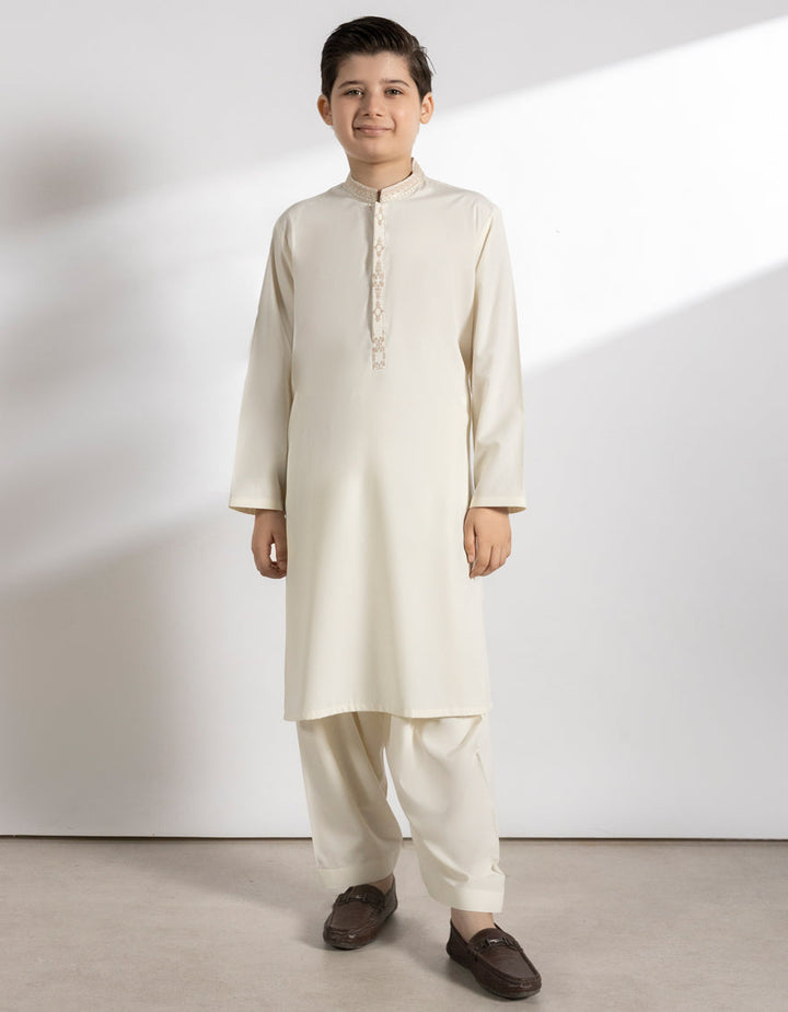 Blended Cream Shalwar Kameez - J. Junaid Jamshed