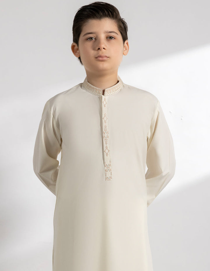 Blended Cream Shalwar Kameez - J. Junaid Jamshed