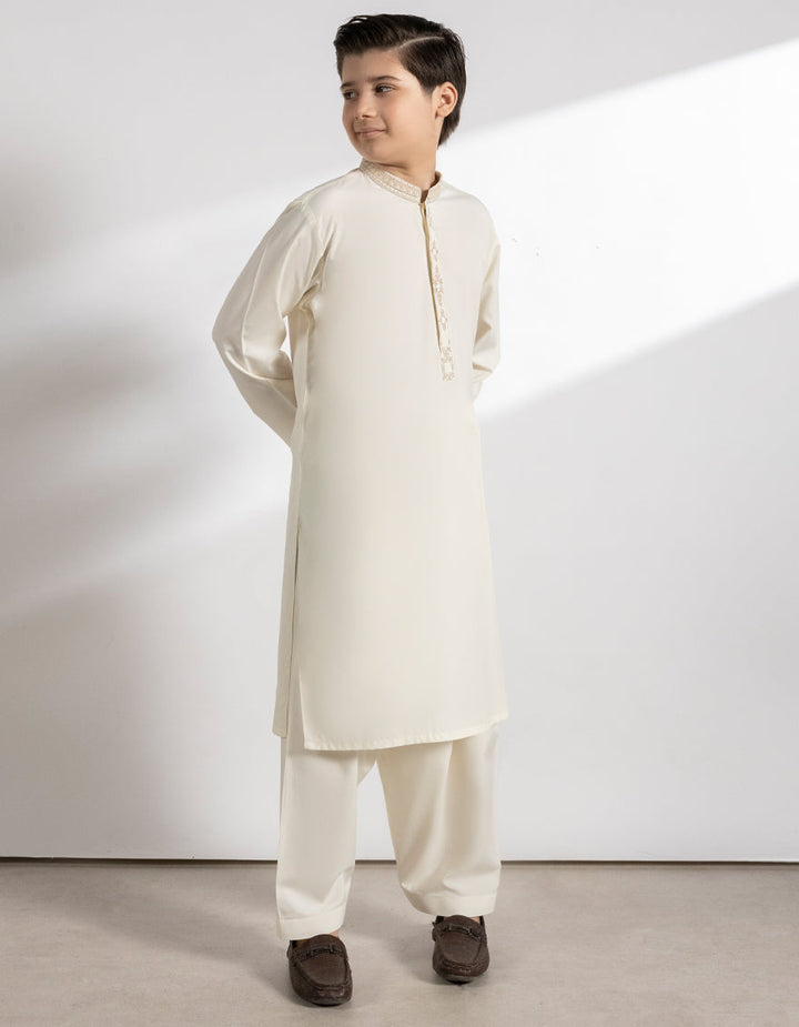 Blended Cream Shalwar Kameez - J. Junaid Jamshed