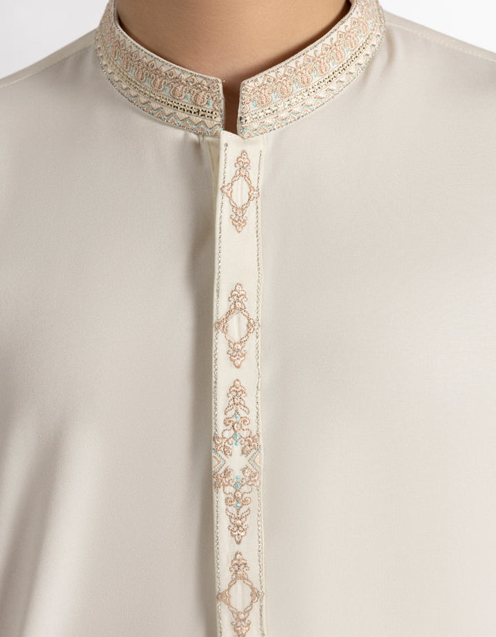 Blended Cream Shalwar Kameez - J. Junaid Jamshed