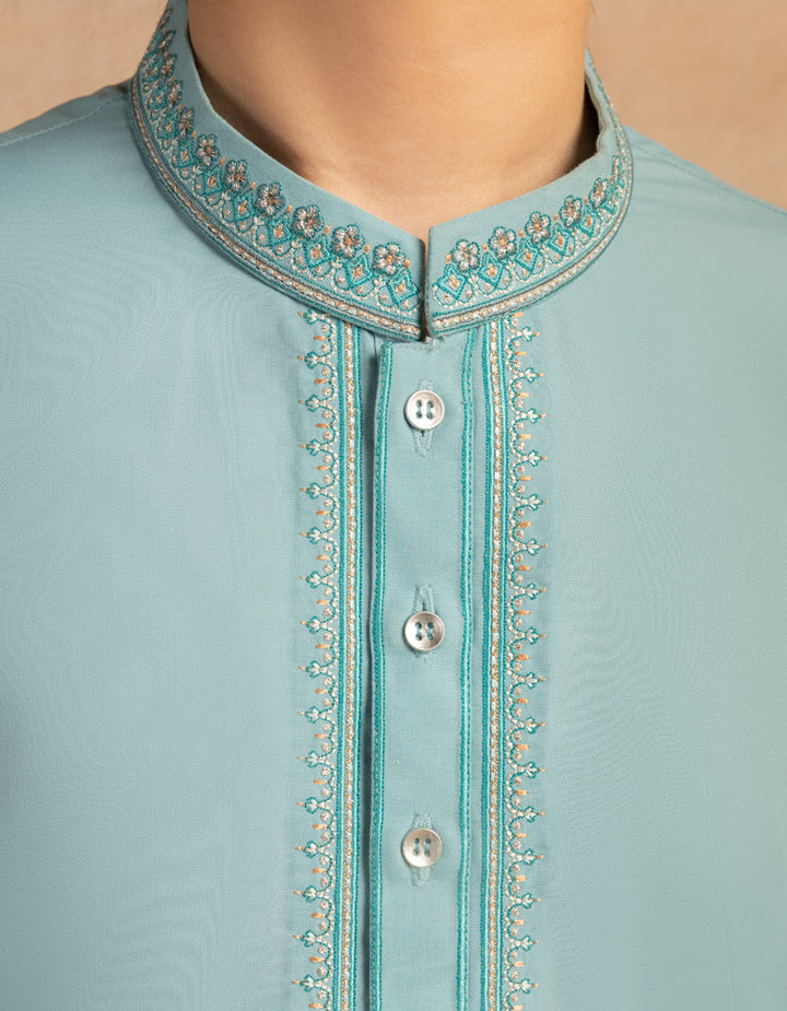 Polyester Sky Blue Kurta Trouser - J. Junaid Jamshed