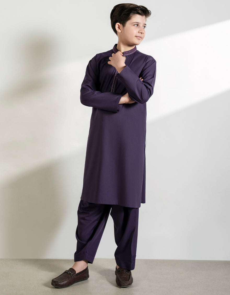 Blended Purple Shalwar Kameez - J. Junaid Jamshed