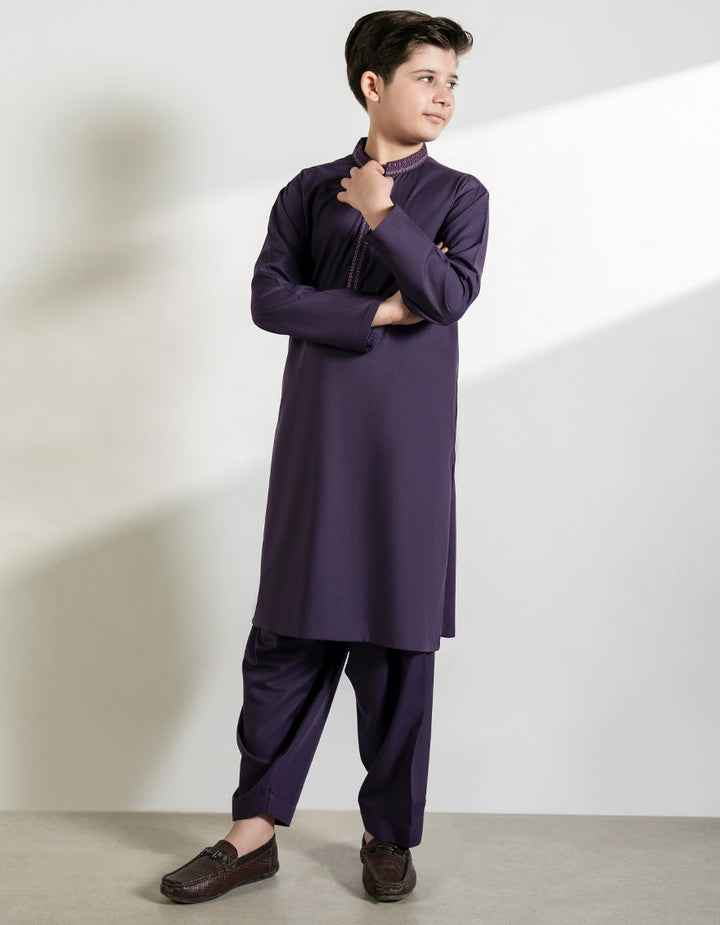 Blended Purple Shalwar Kameez - J. Junaid Jamshed