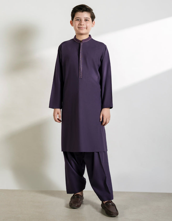 Blended Purple Shalwar Kameez - J. Junaid Jamshed