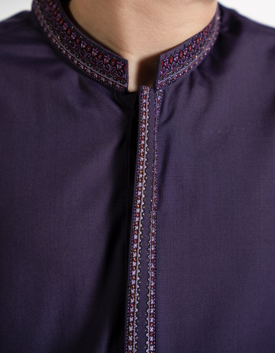 Blended Purple Shalwar Kameez - J. Junaid Jamshed