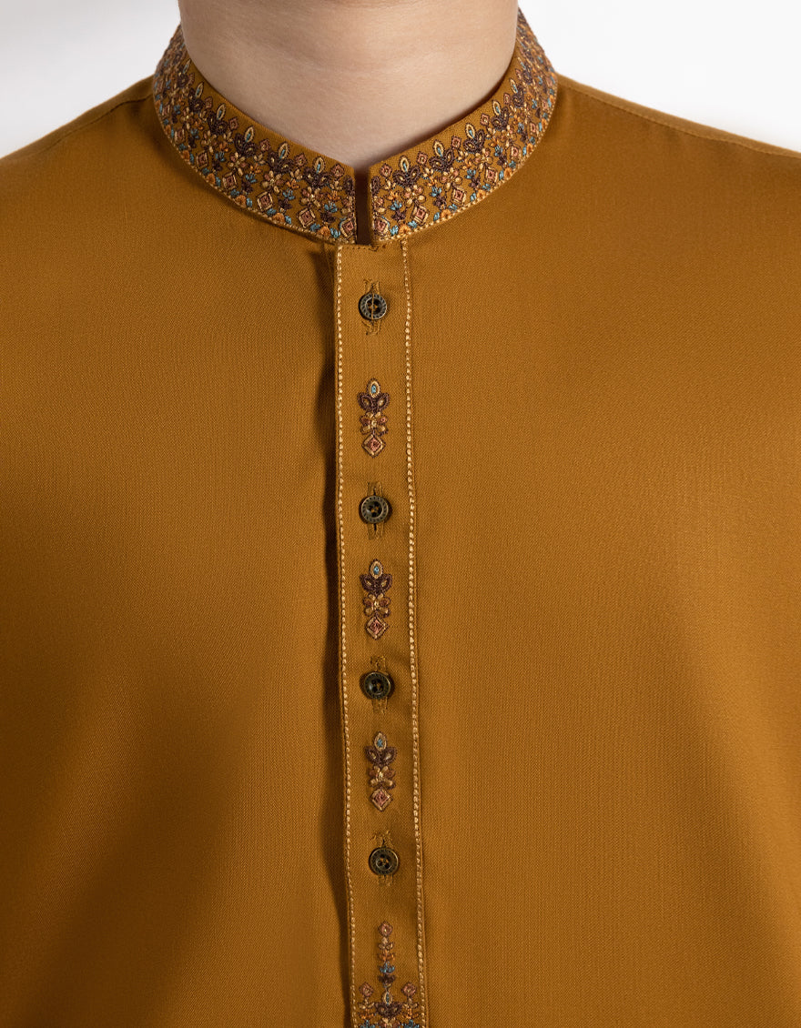 Blended Mustard Kurta - J. Junaid Jamshed