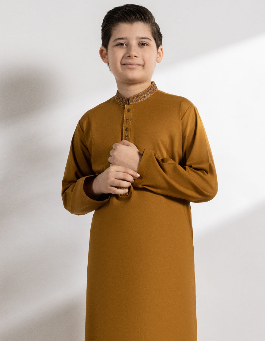 Blended Mustard Kurta - J. Junaid Jamshed