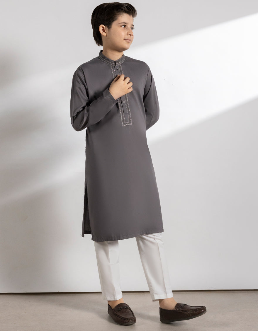 Blended Grey Kurta - J. Junaid Jamshed