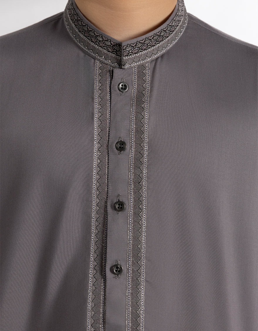 Blended Grey Kurta - J. Junaid Jamshed