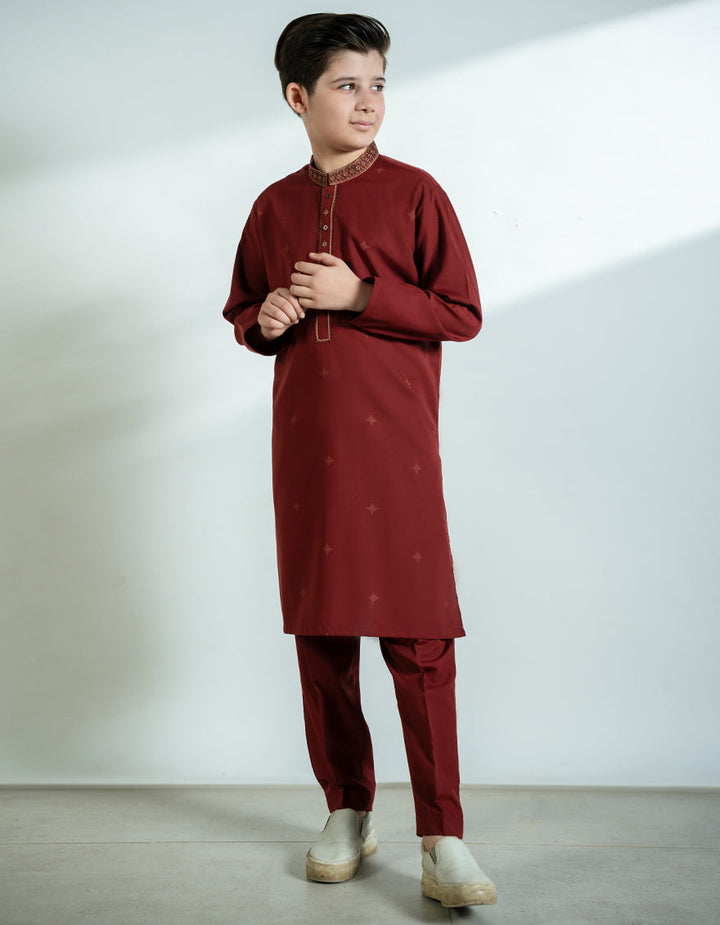 Blended Rust Kurta Trouser - J. Junaid Jamshed