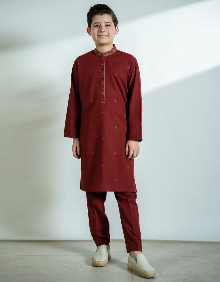 Blended Rust Kurta Trouser - J. Junaid Jamshed