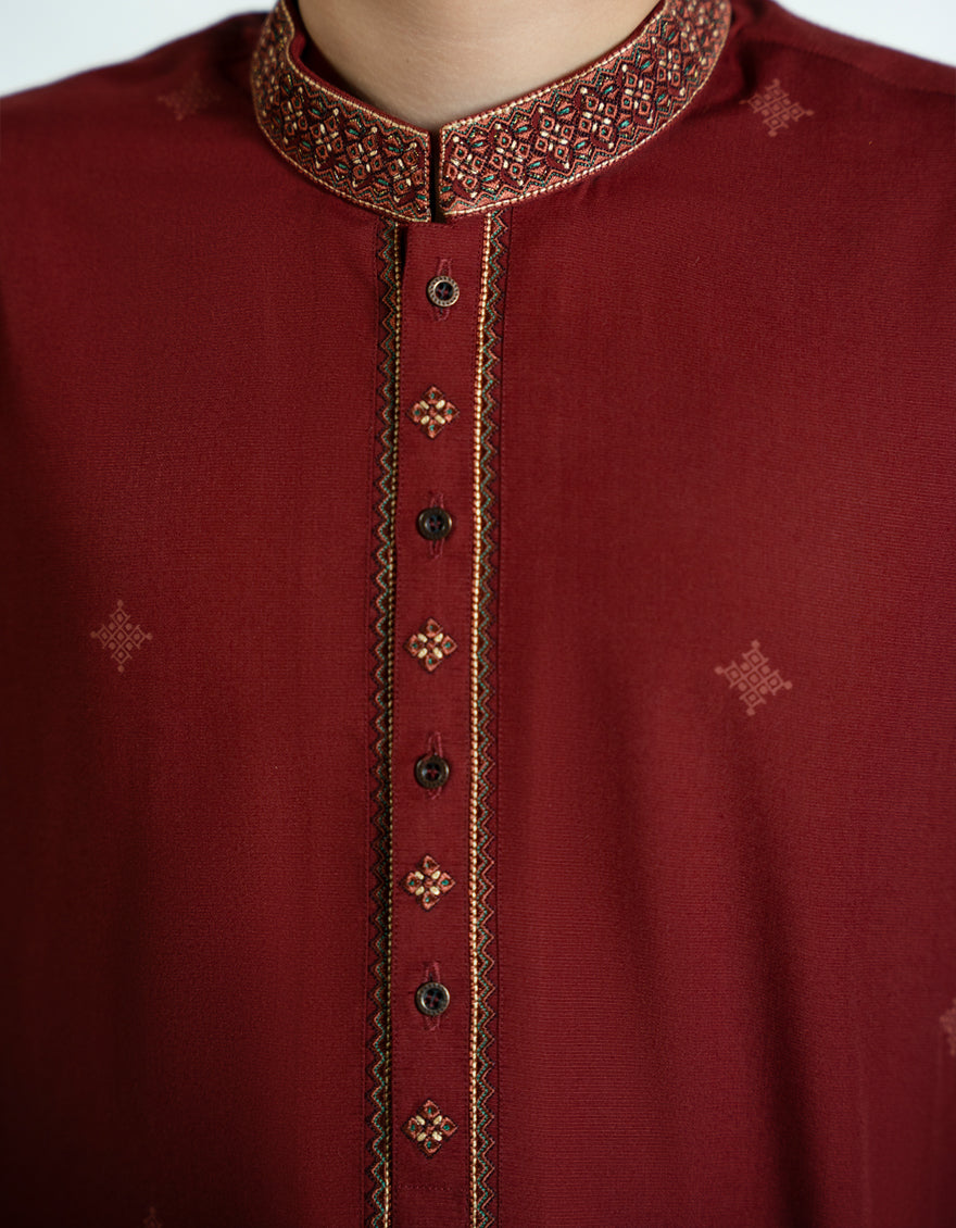 Blended Rust Kurta Trouser - J. Junaid Jamshed
