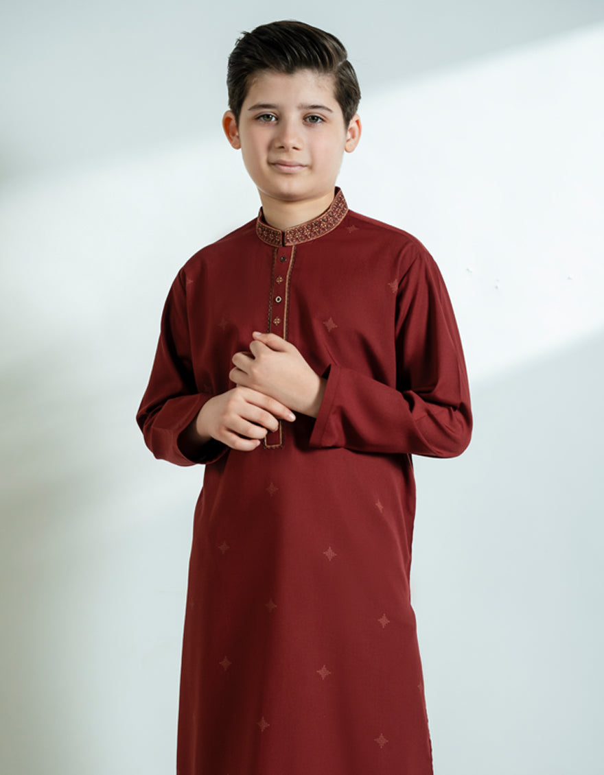 Blended Rust Kurta Trouser - J. Junaid Jamshed