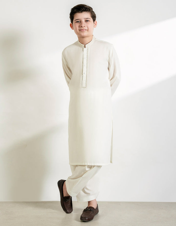 Blended Off White Shalwar Kameez - J. Junaid Jamshed