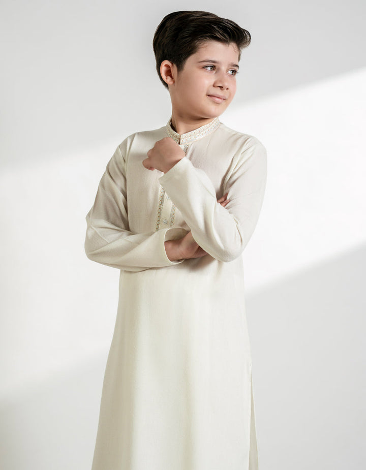 Blended Off White Shalwar Kameez - J. Junaid Jamshed