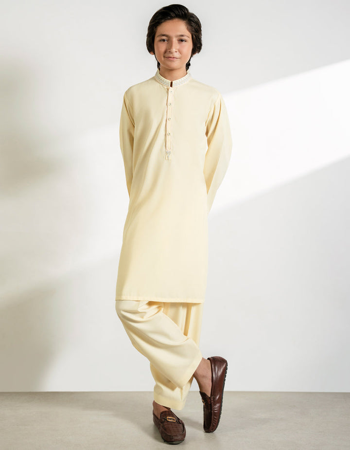 Blended Light Beige Shalwar Kameez - J. Junaid Jamshed