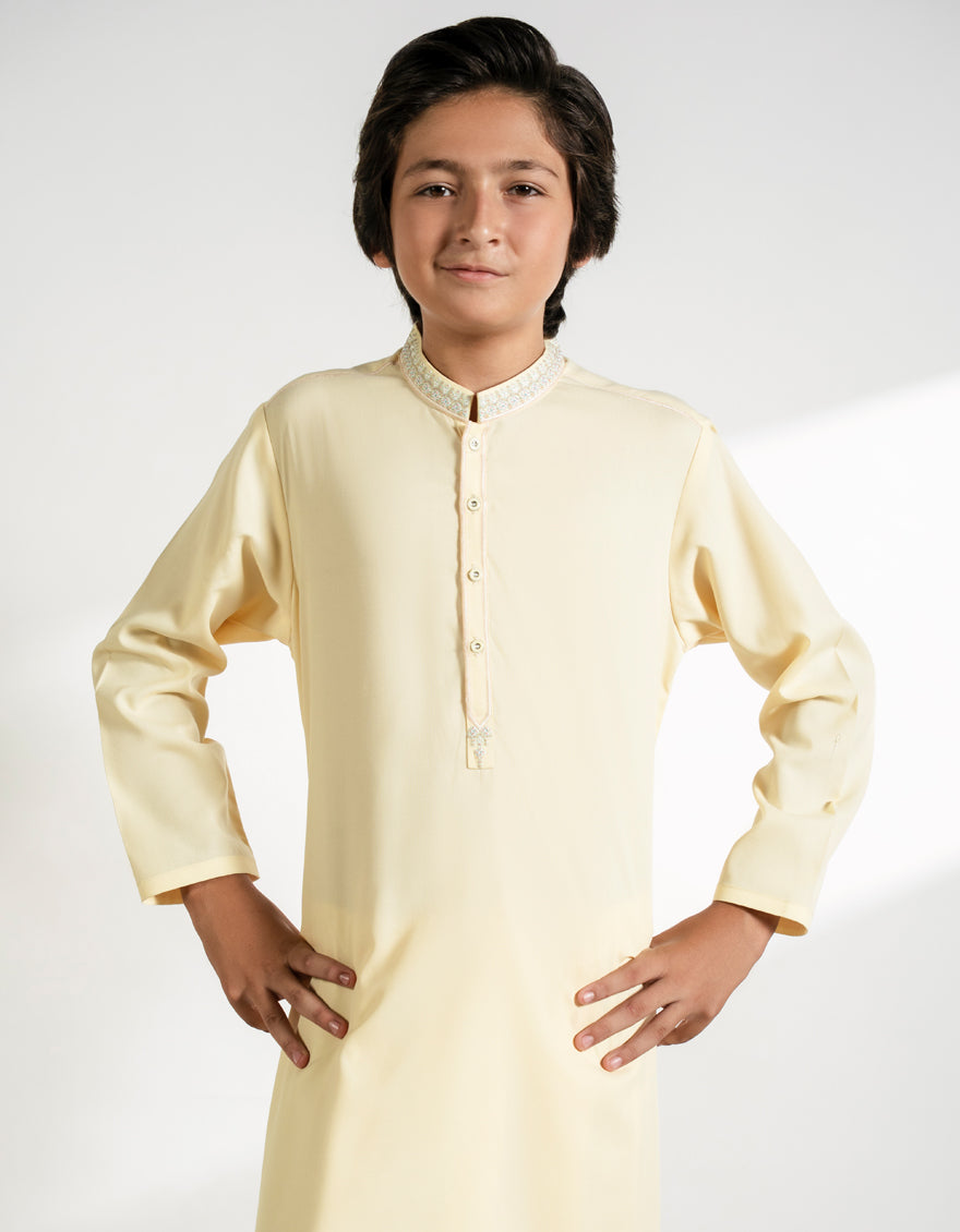 Blended Light Beige Shalwar Kameez - J. Junaid Jamshed