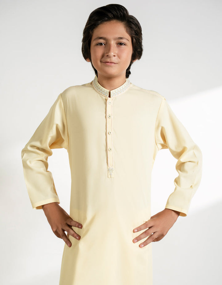 Blended Light Beige Shalwar Kameez - J. Junaid Jamshed