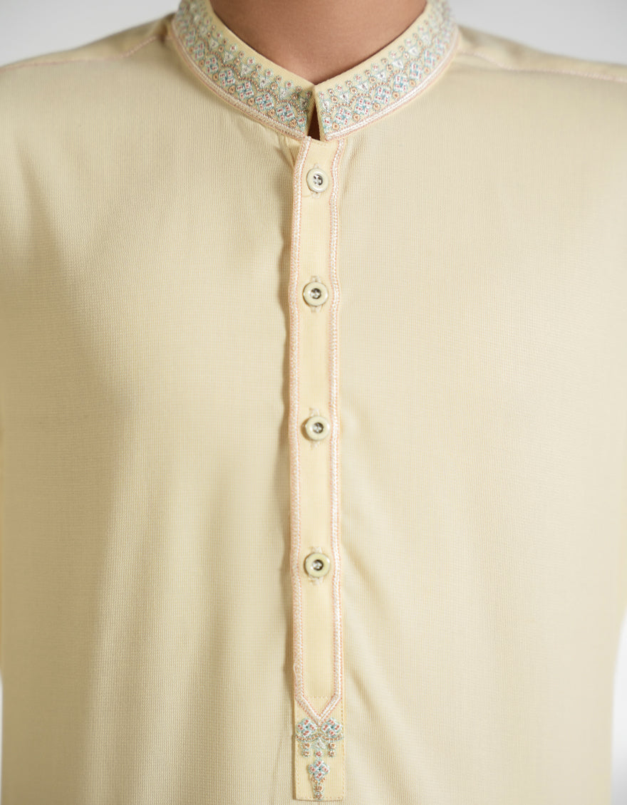 Blended Light Beige Shalwar Kameez - J. Junaid Jamshed