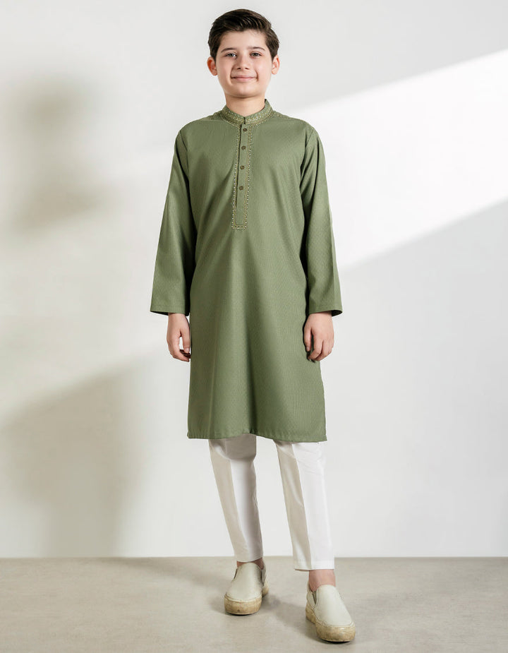 Blended Green Kurta - J. Junaid Jamshed