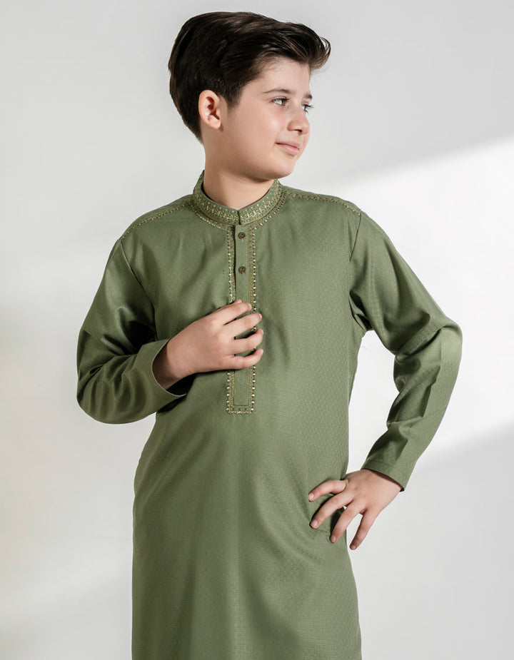 Blended Green Kurta - J. Junaid Jamshed