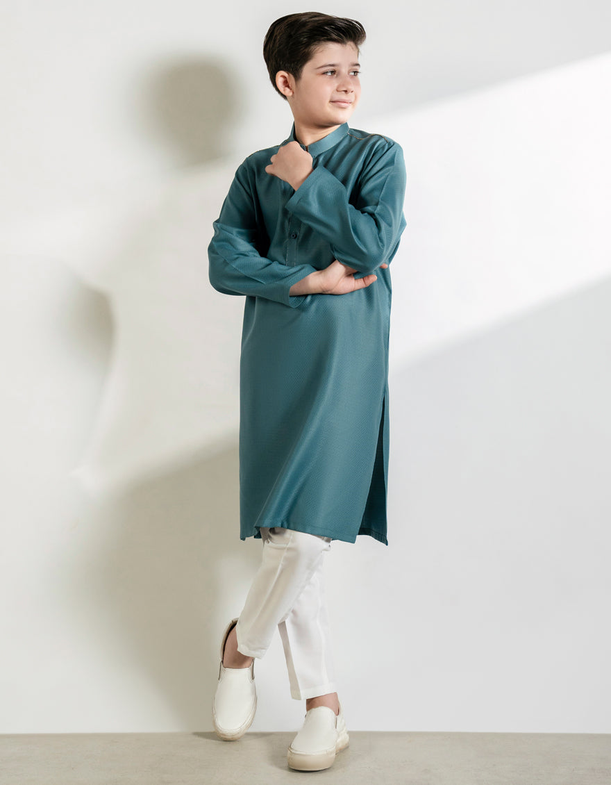 Blended Sea Green Kurta - J. Junaid Jamshed