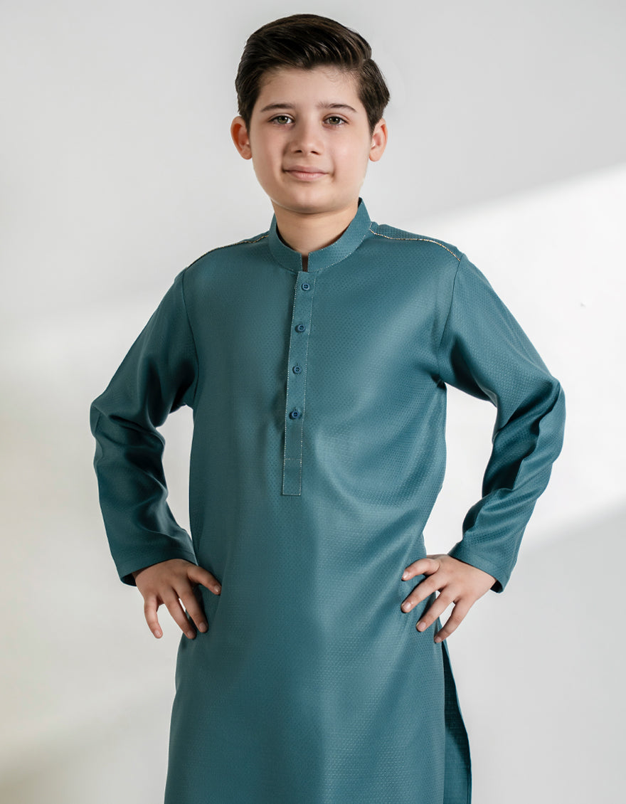 Blended Sea Green Kurta - J. Junaid Jamshed