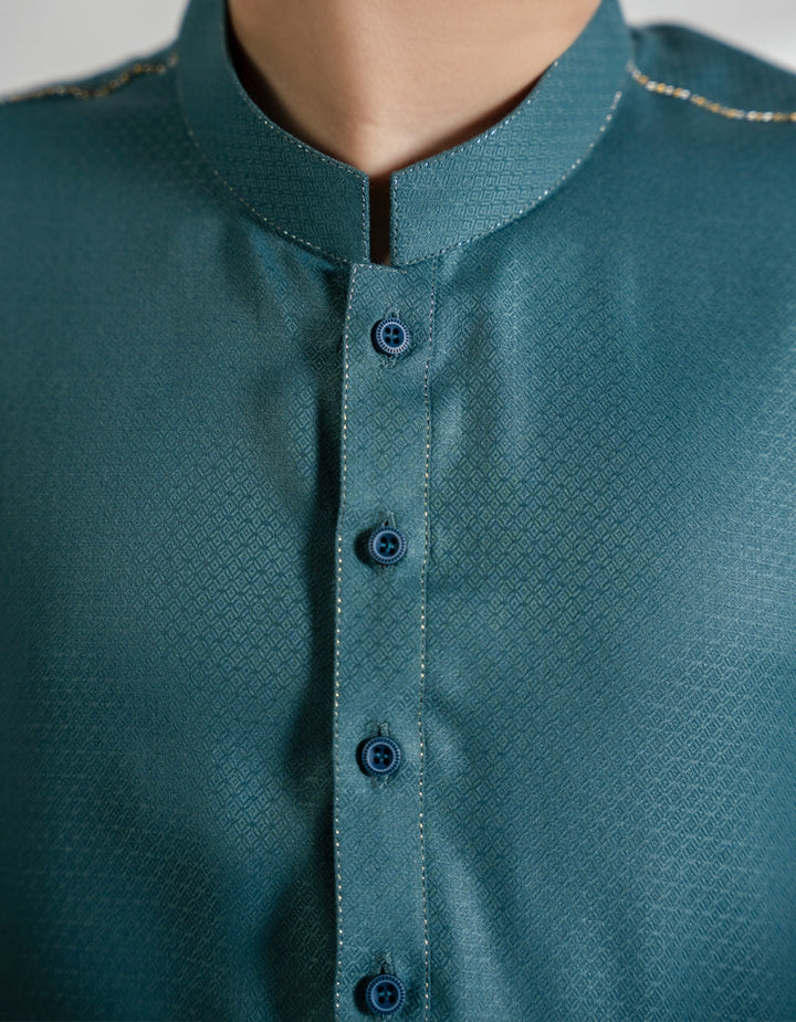 Blended Sea Green Kurta - J. Junaid Jamshed