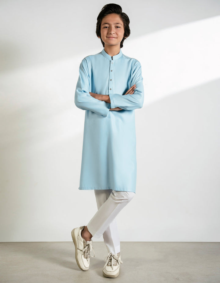 Blended Ice Blue Kurta - J. Junaid Jamshed